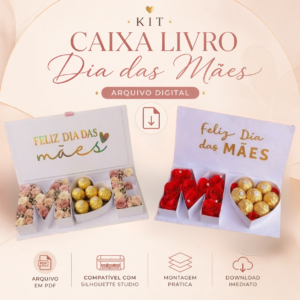 kit Caixa Livro Dia das Mães Molde Completo PDF para Impressão e Montagem