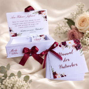 Convite de Casamento + Manual dos Padrinhos Marsala Arquivo Digital